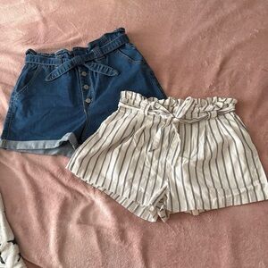 High Waist Denim and Pin Striped Shorts Bundle